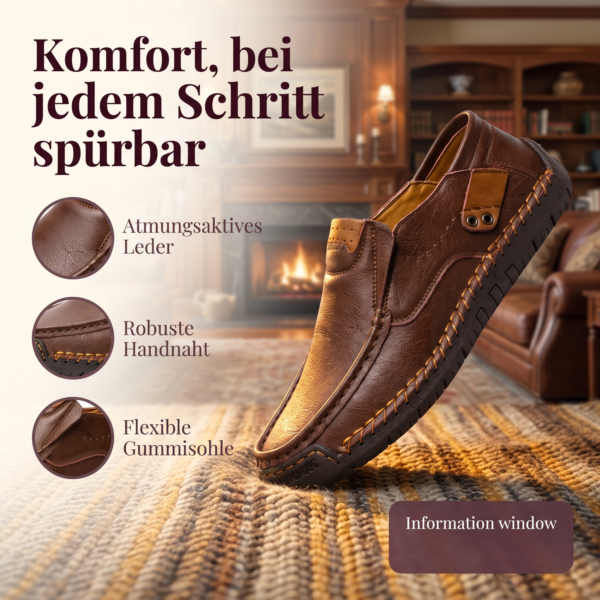   MANTRAFF® Hand-Stitched Slip-on Men's Leather Shoes