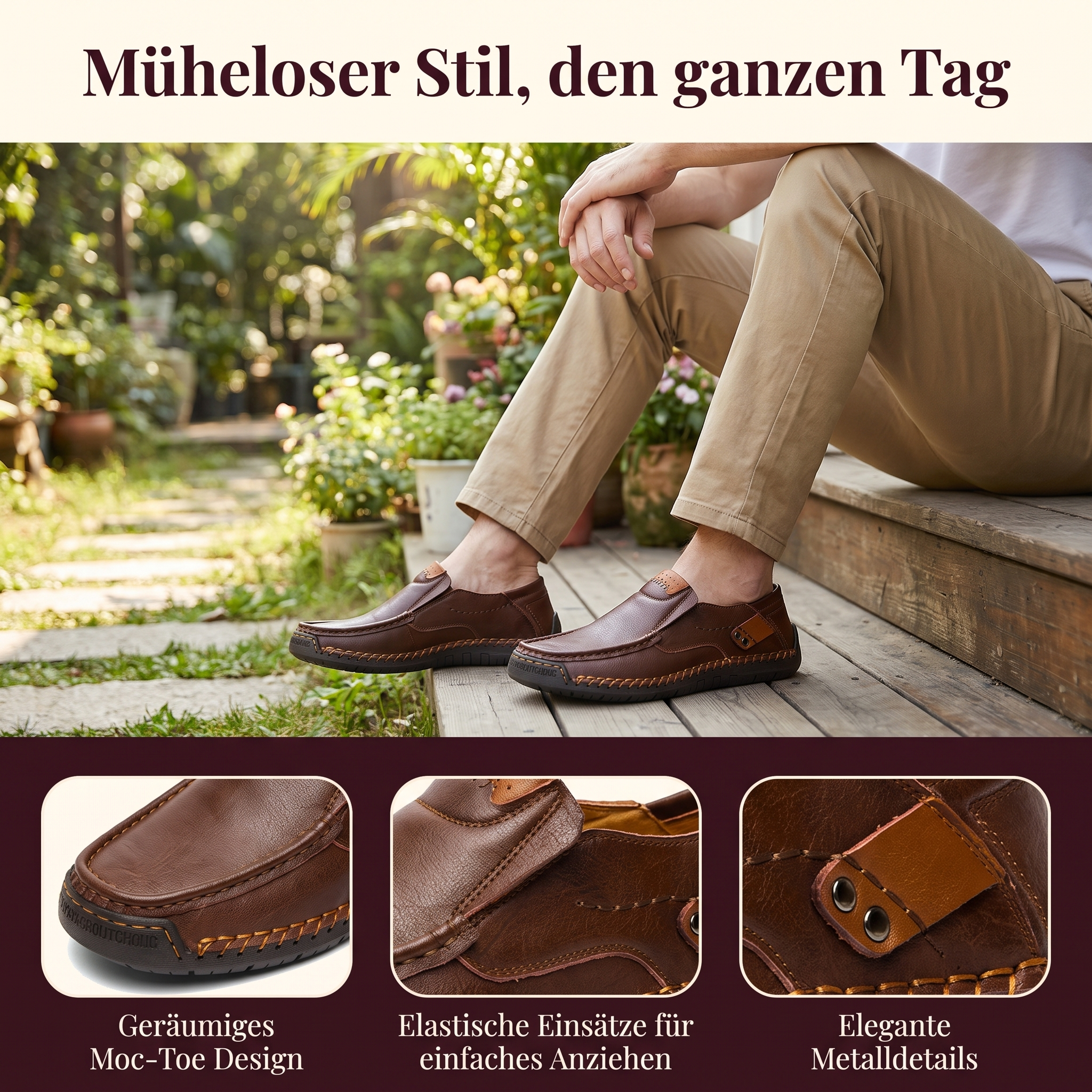   MANTRAFF® Hand-Stitched Slip-on Men's Leather Shoes