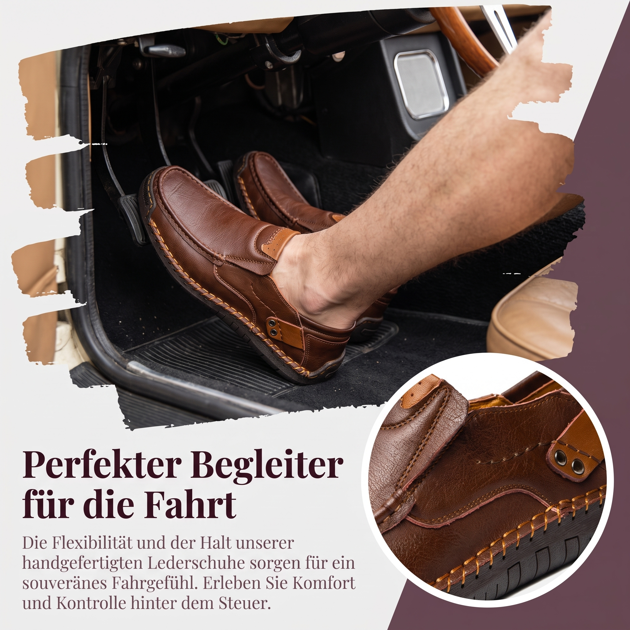   MANTRAFF® Hand-Stitched Slip-on Men's Leather Shoes