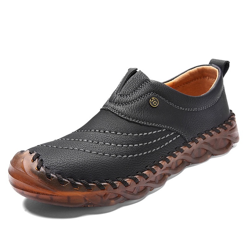 Mens Handmade Cowhide Orthopedic Loafers