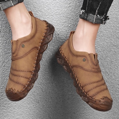 Mens Handmade Cowhide Orthopedic Loafers