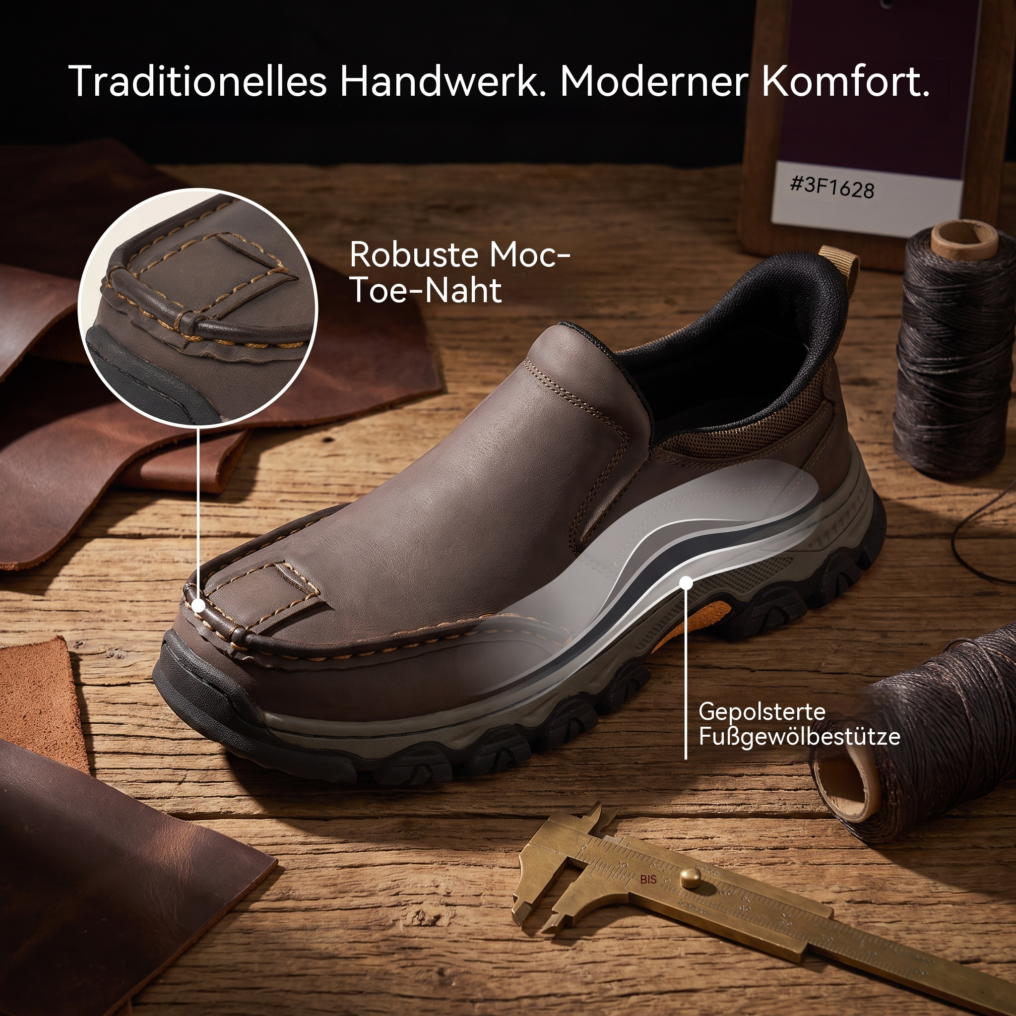    TREKER® Men's Genuine Leather Walking Shoes with Arch Support & Wide Toe Box