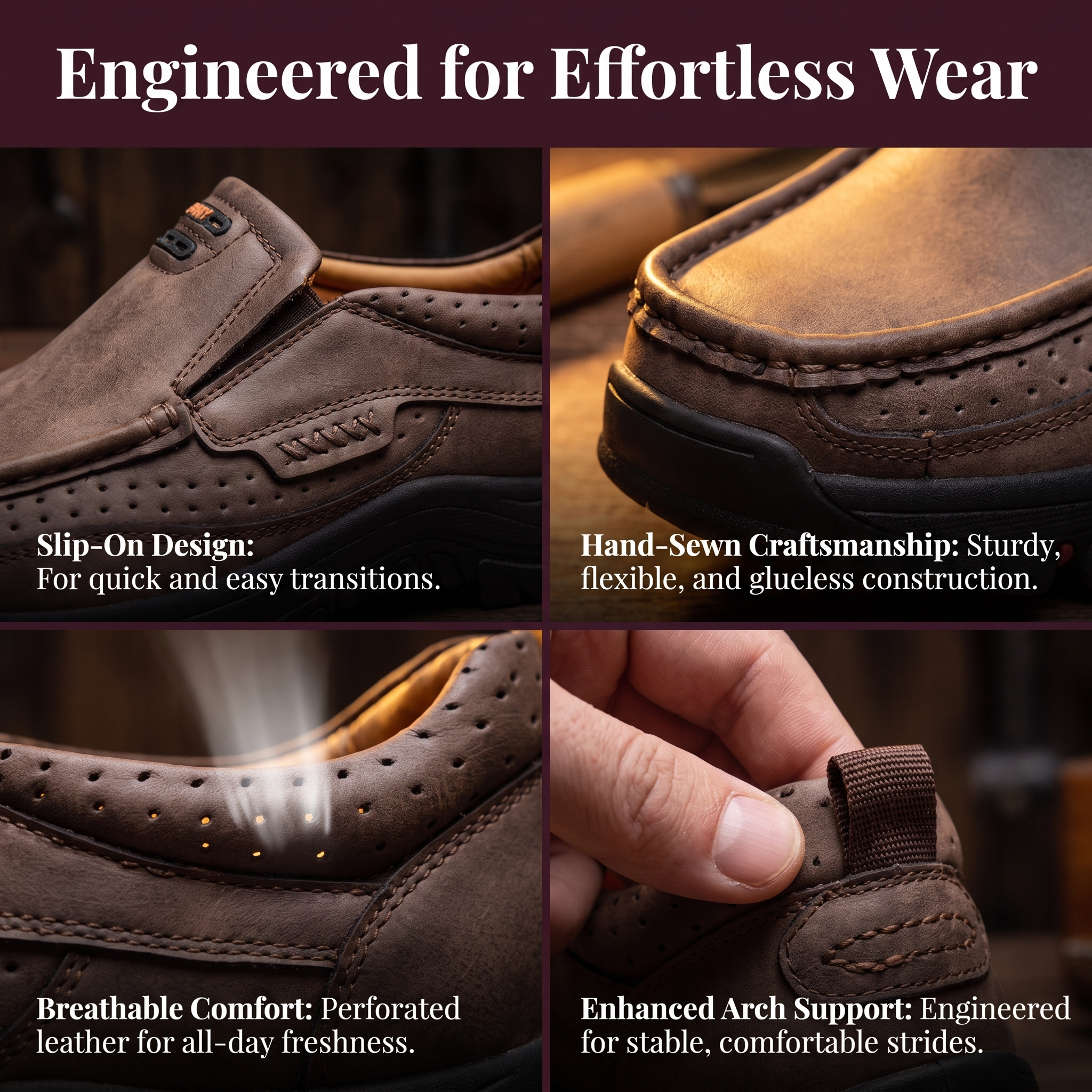 ⏰Last Day! 45% OFF 🔥TREKER®Rugged Handsewn Cowhide Slip-on Shoes