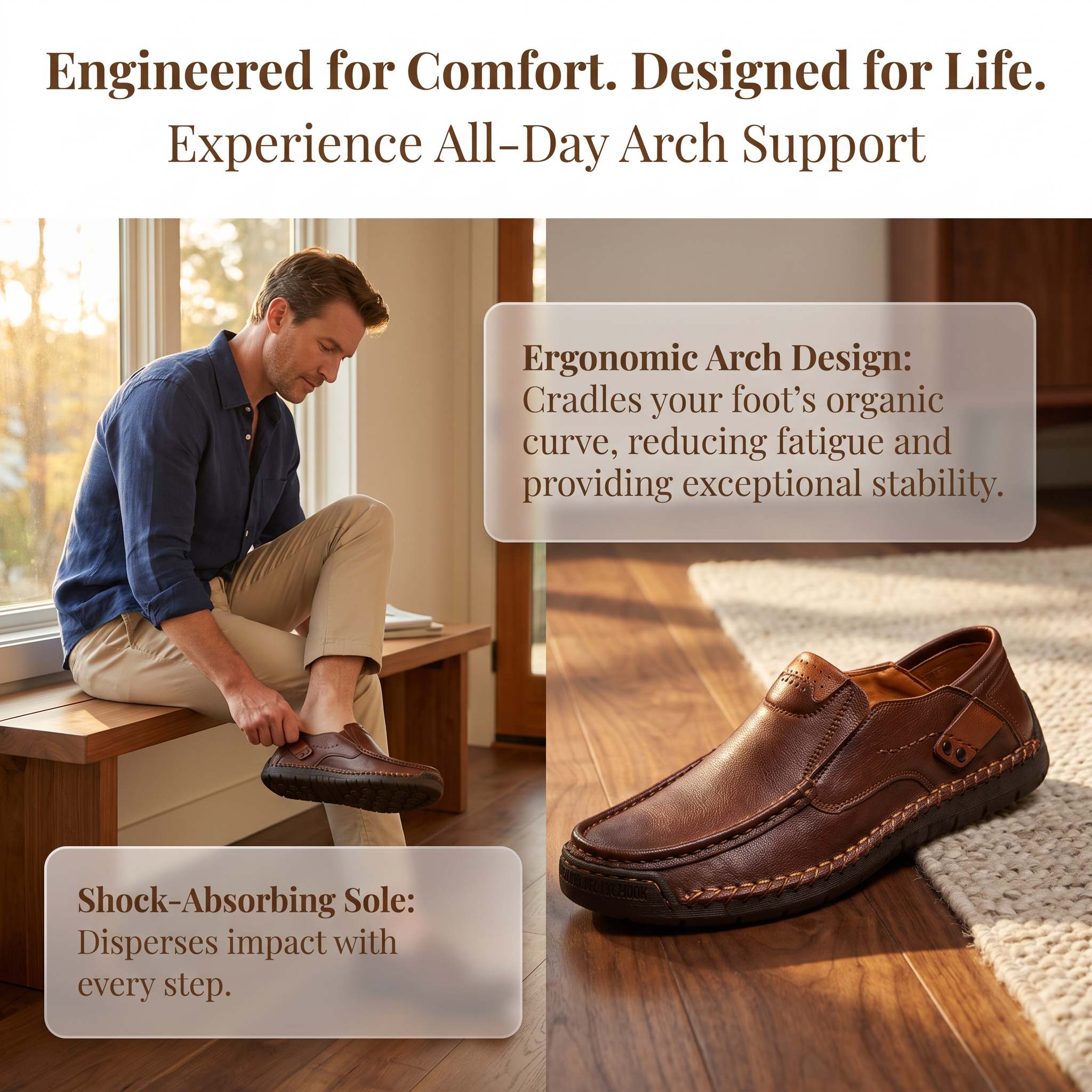   TREKER® Hand-Stitched Slip-on Men's Leather Shoes