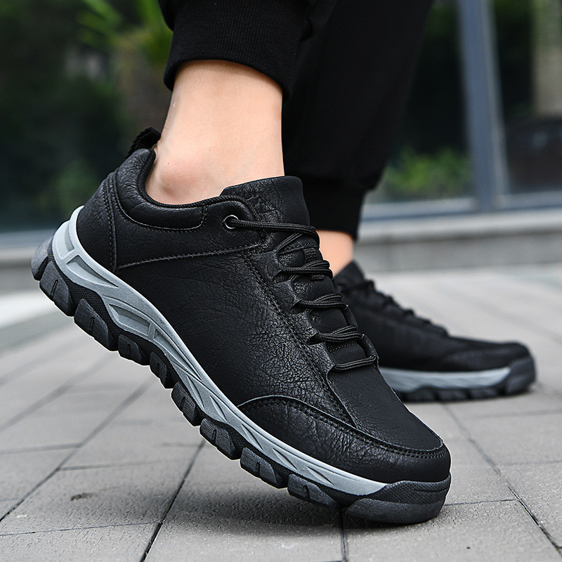 Men's Genuine Leather Sneakers - Arch Support, Shock-Absorbing Comfort