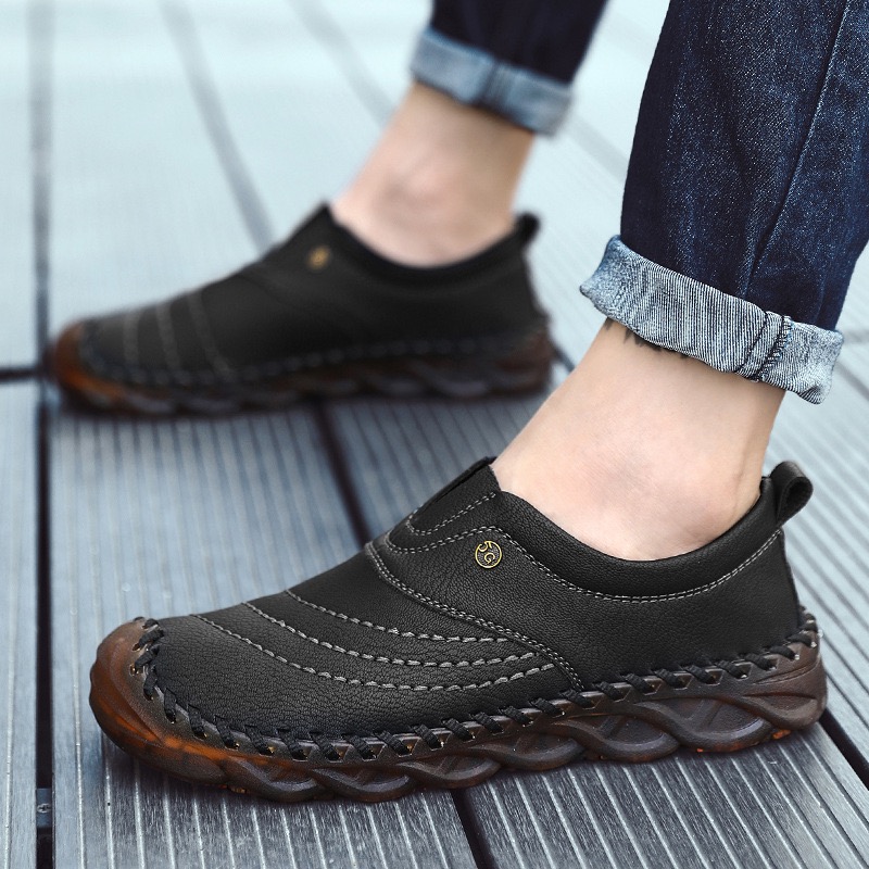 Mens Handmade Cowhide Orthopedic Loafers
