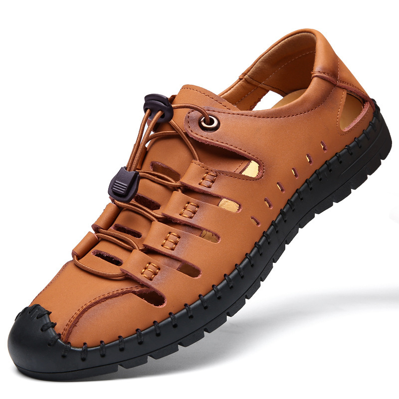Hollowed-out Leather Sandals