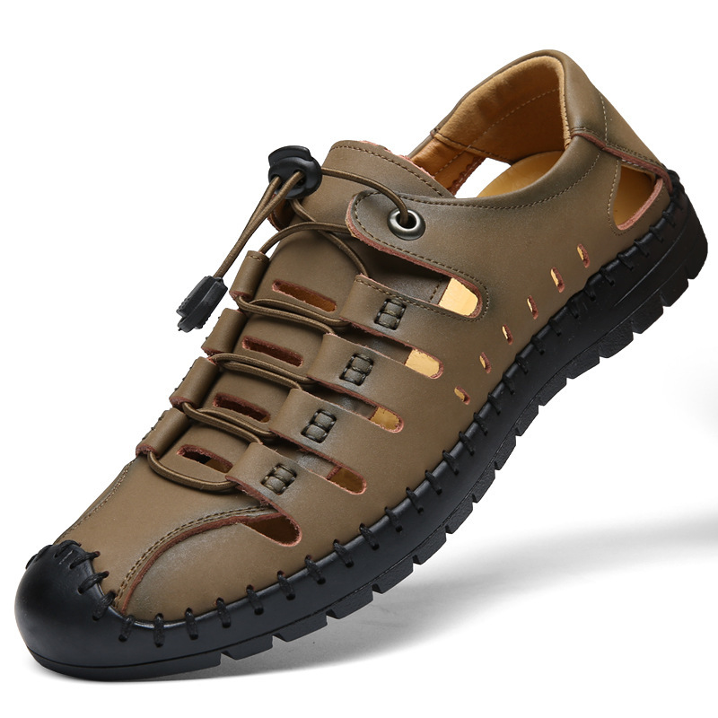 Hollowed-out Leather Sandals