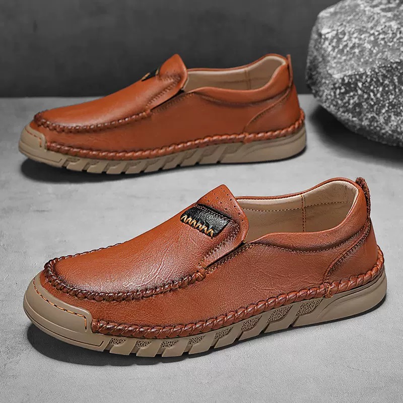 GARB Men's Handcrafted Cowhide Orthopedic Loafers-Wide Toe Box