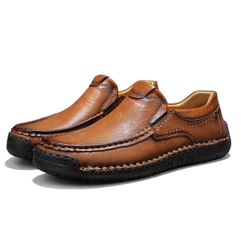 Men's Handcrafted Genuine Leather Orthopedic Loafers - Wide Toe & Arch Support