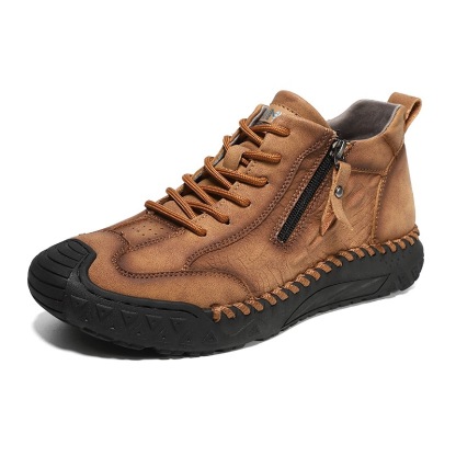 mens handmade cowhide no-glue orthopedic zip boots