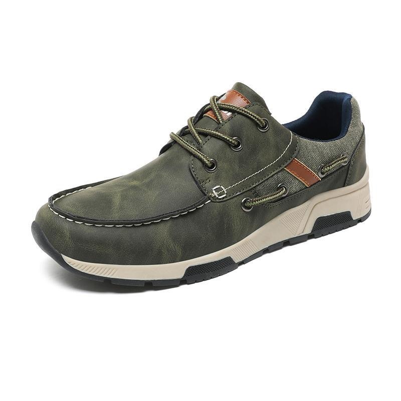 Men's Leather Orthopedic Sneakers - Wide Toe Box, Arch Support, Comfortable Walking Shoes