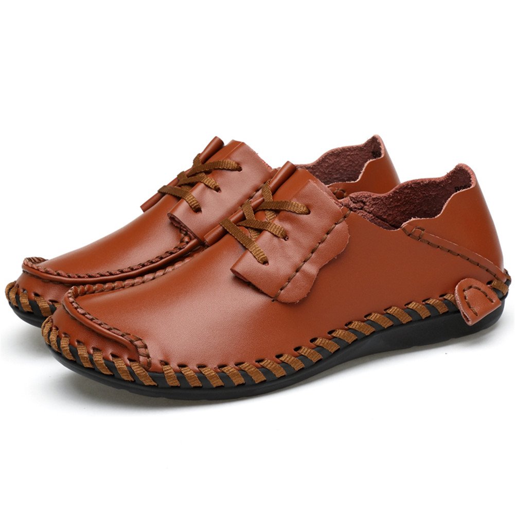 Mens Wide Feet Shoes Casual Leather Comfortable Lace-Up Sneaker