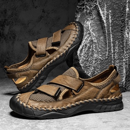 GARB Men's Handmade Cowhide Mesh Breathable Sneakers
