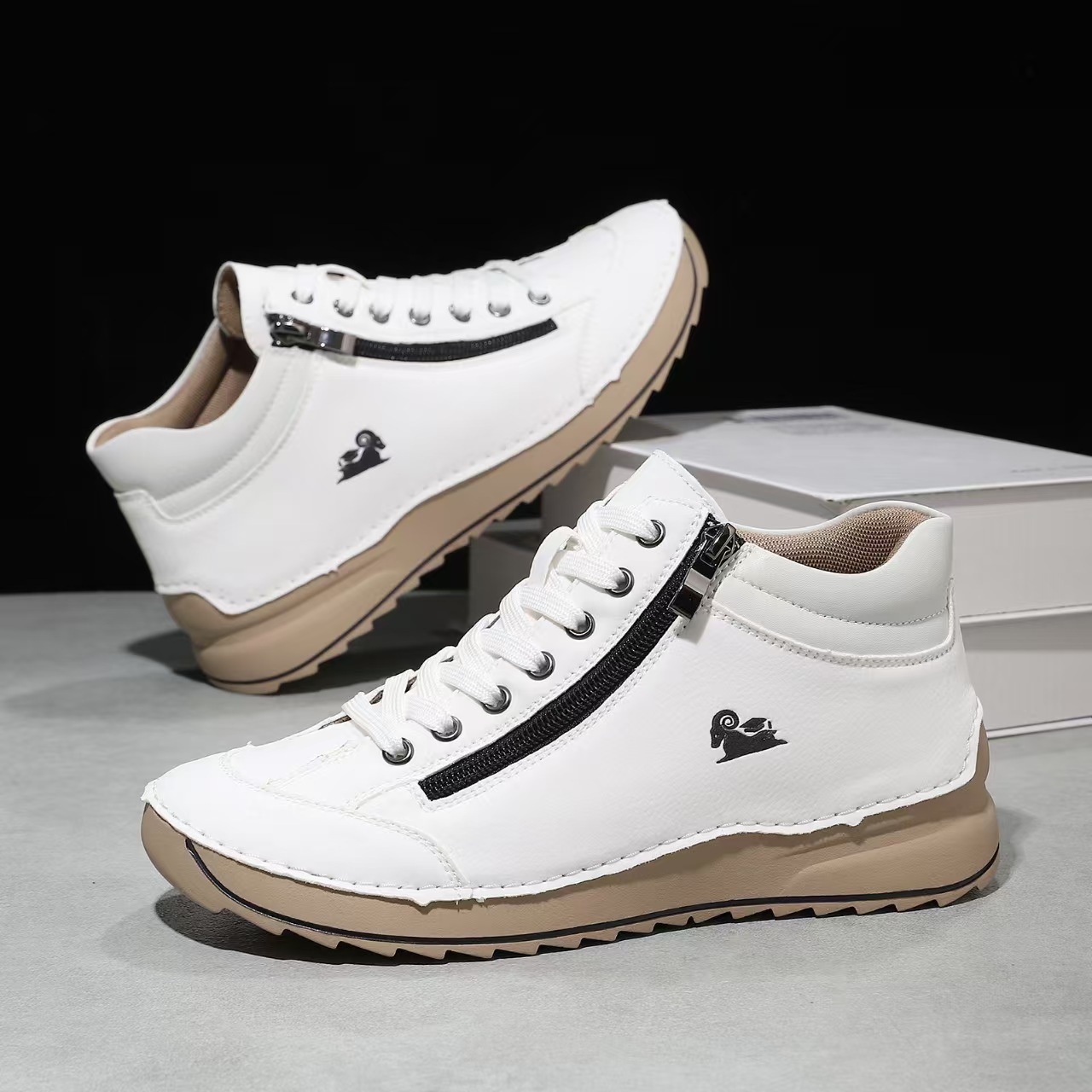 ⏰Promotion -45% OFF🔥TREKER®Women's Matte Leather Double Zip Mid Top Walking Shoes