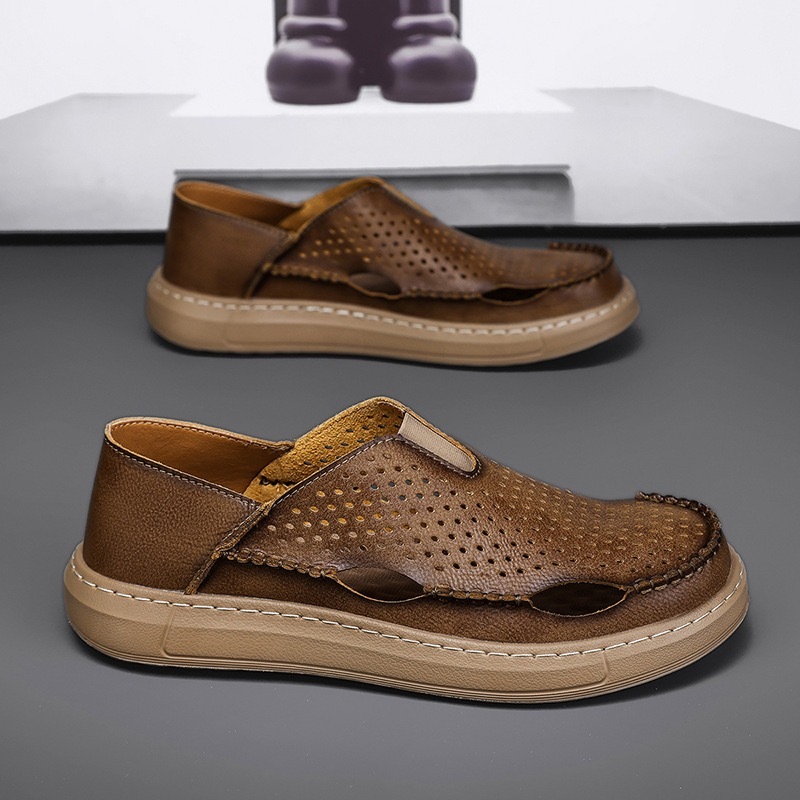 GARB Men's Handmade Cowhide Breathable Loafers
