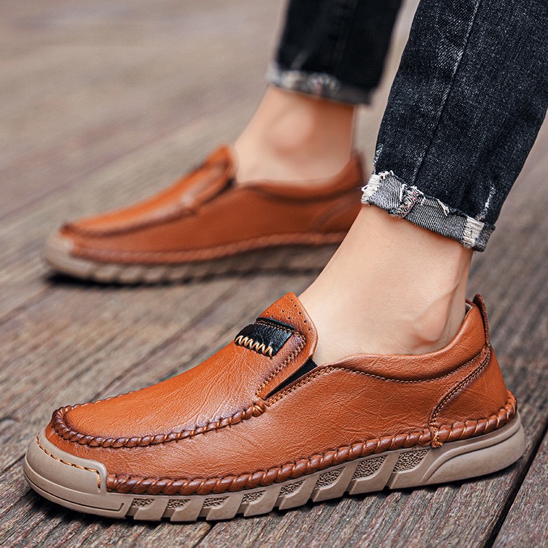 GARB Men's Handcrafted Cowhide Orthopedic Loafers-Wide Toe Box
