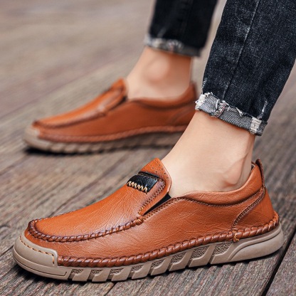 GARB Men's Handcrafted Cowhide Orthopedic Loafers-Wide Toe Box