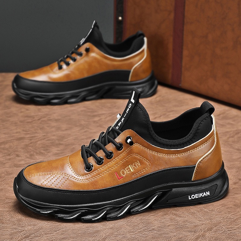 Mens Genuine Leather Orthopedic Sneakers 