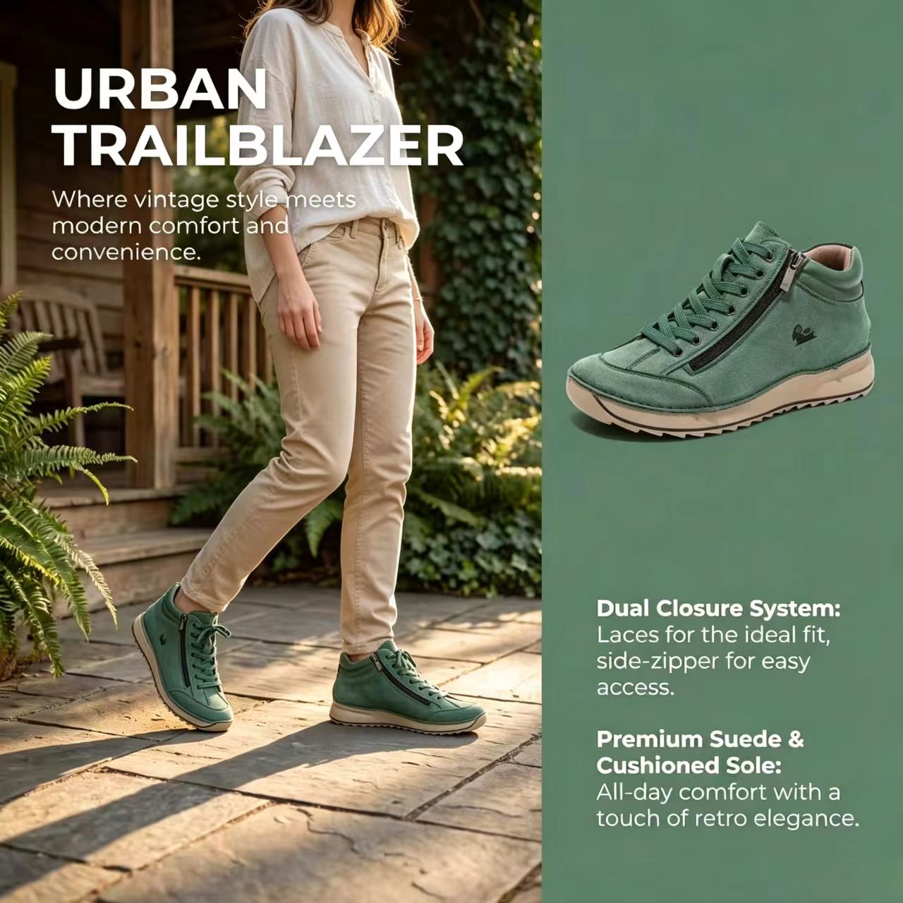 ⏰Promotion -45% OFF🔥TREKER®Women's Matte Leather Double Zip Mid Top Walking Shoes