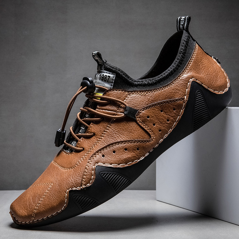 GARB Men's Handmade Orthopedic Breathable Lace-up Leather Shoes
