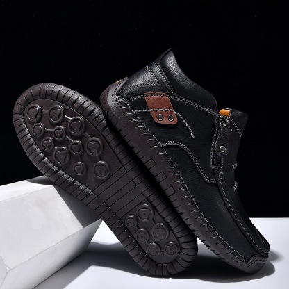 mens handmade genuine leather No-glue orthopedic boots