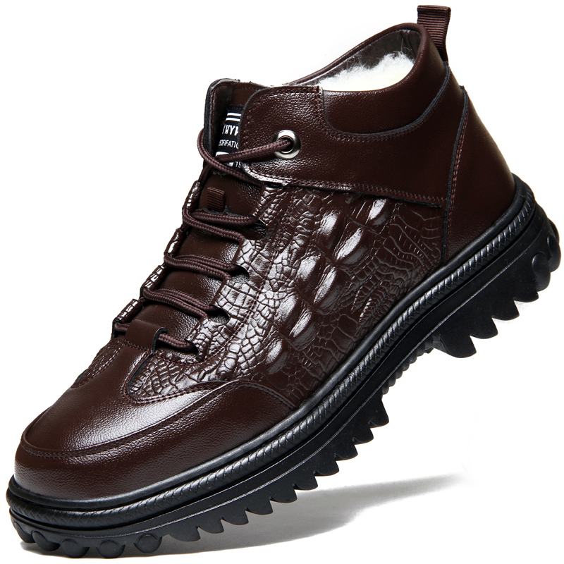 Men's Leather Boots - Wool Lining, Arch Support, Wide Toe, Slip-Resistant