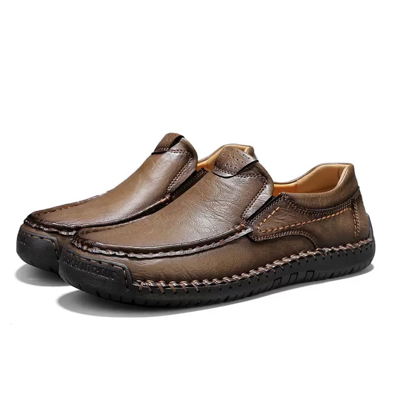 Men's Handcrafted Genuine Leather Orthopedic Loafers - Wide Toe & Arch