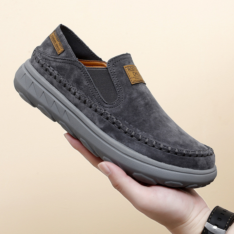 StrideCrafts Men's Soft Leather Sliders - Wide Toe & Two-Way Slip-On Moccasins