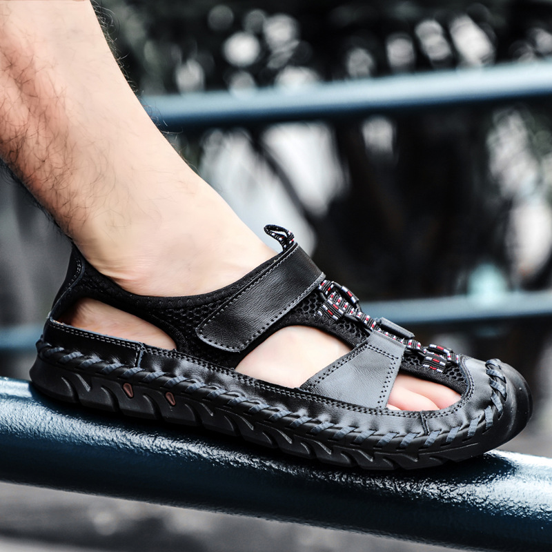 GARB  Men's handmade genuine leather slip-on sandals
