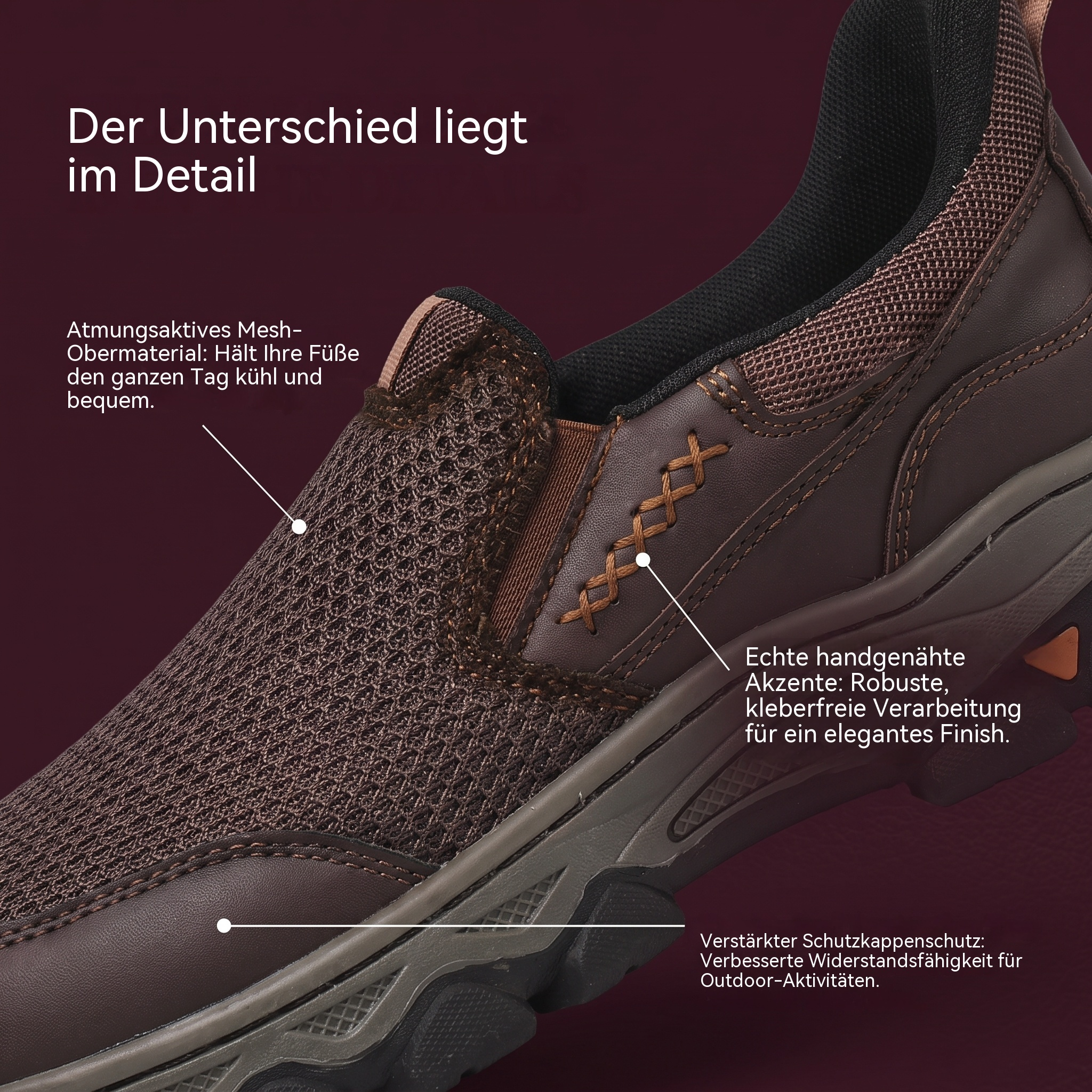    VELTOE® Men's Handmade Genuine Leather Outdoor Breathable Walking Shoes