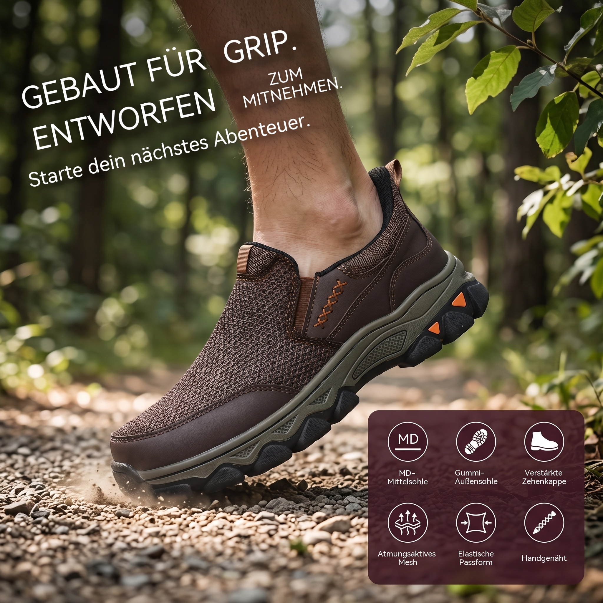    VELTOE® Men's Handmade Genuine Leather Outdoor Breathable Walking Shoes
