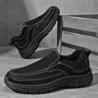 Men Leather Slip-On Shoes - Orthopedic Arch Support, Wide Toe Box, Comfortable Design