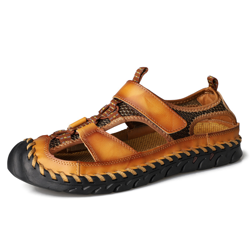 GARB  Men's handmade genuine leather slip-on sandals