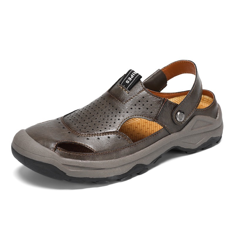Mens Handcrafted Genuine Leather Orthopedic 2 in 1 Sandals