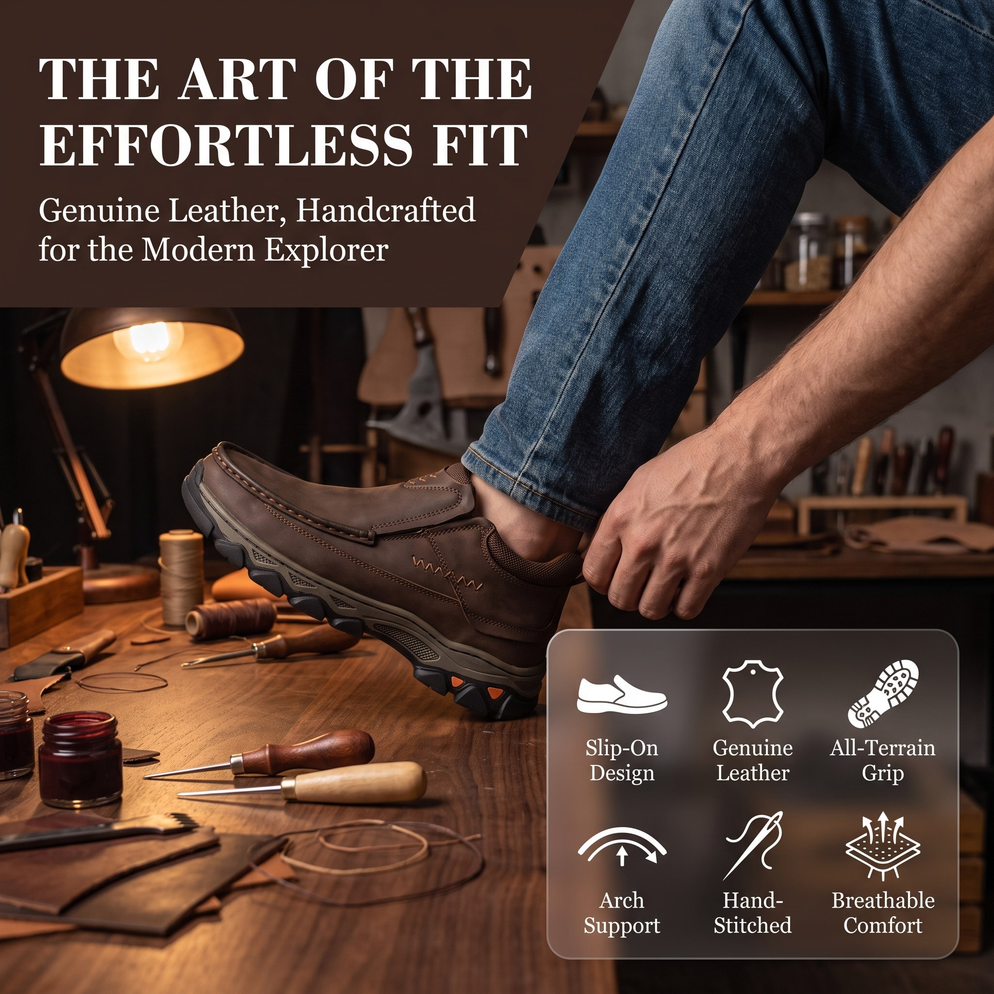 TREKER® Men's Orthopedic Genuine Leather Walking Boots