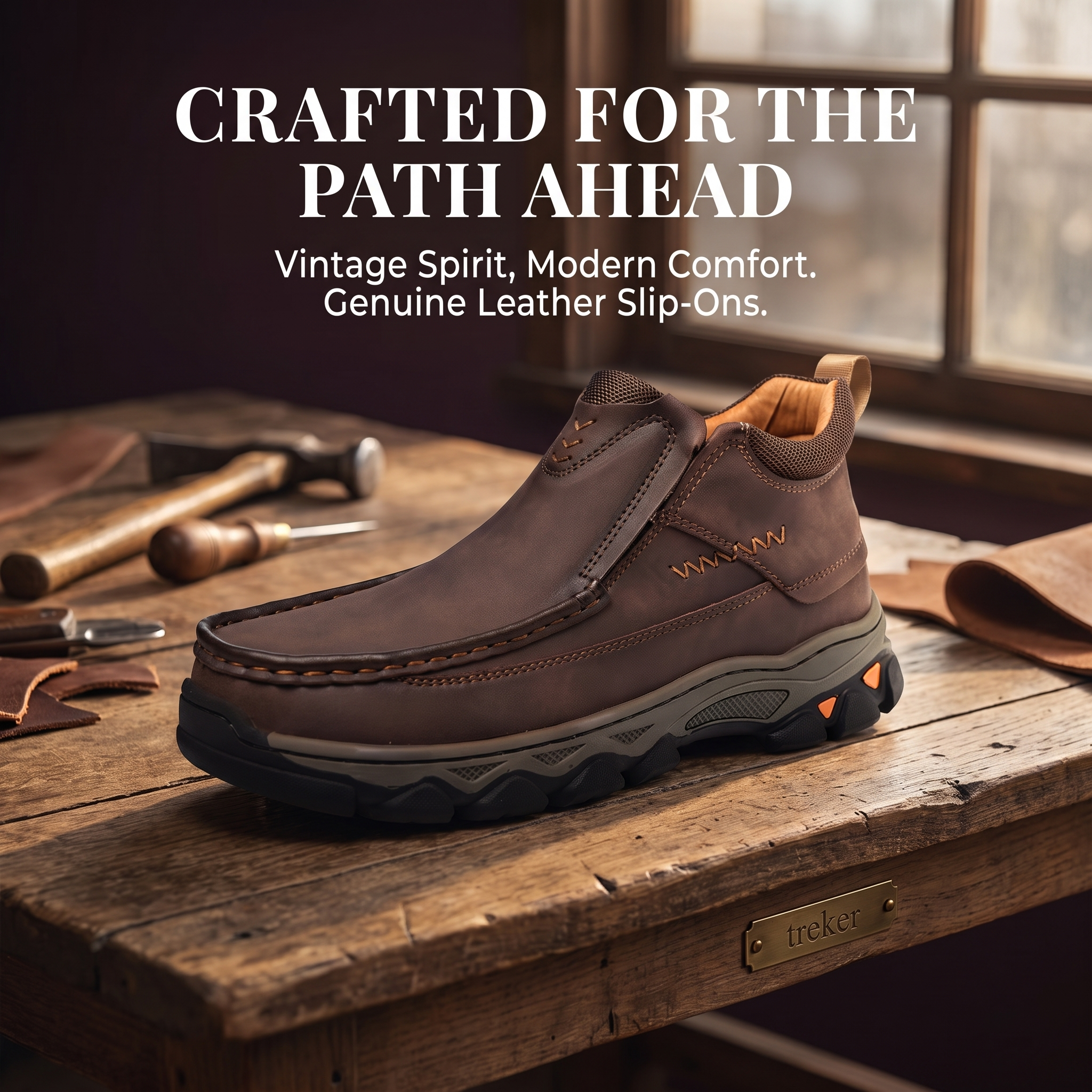 TREKER® Men's Orthopedic Genuine Leather Walking Boots