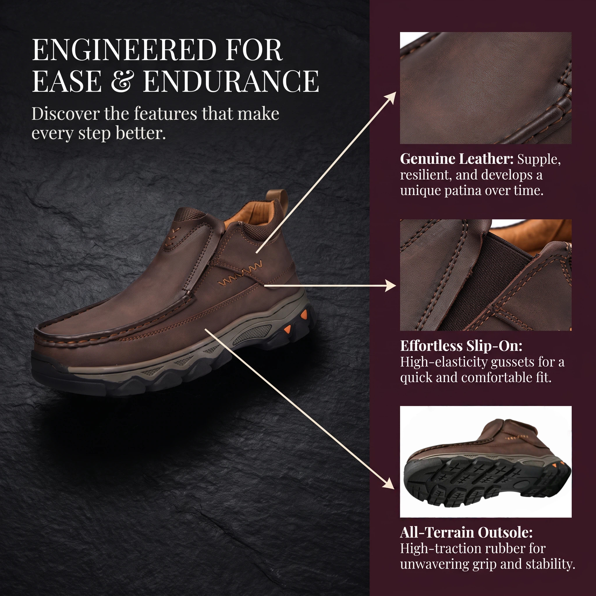 TREKER® Men's Orthopedic Genuine Leather Walking Boots