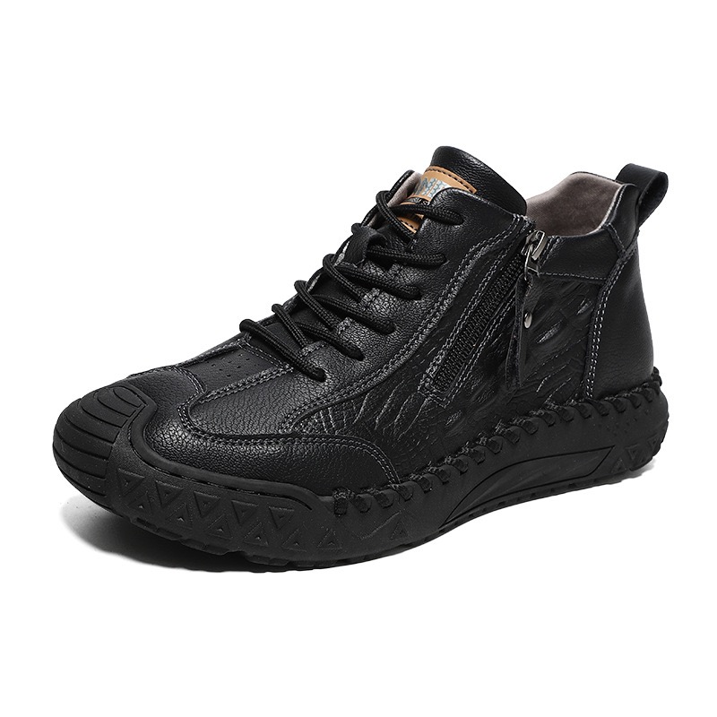 mens handmade cowhide no-glue orthopedic zip boots
