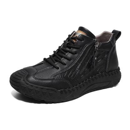 mens handmade cowhide no-glue orthopedic zip boots