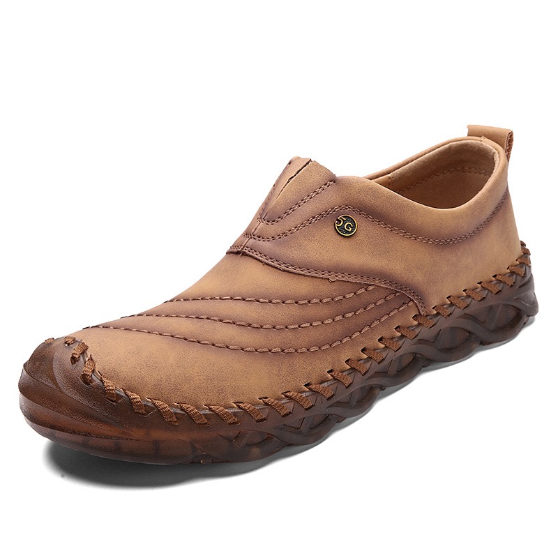 Mens Handmade Cowhide Orthopedic Loafers