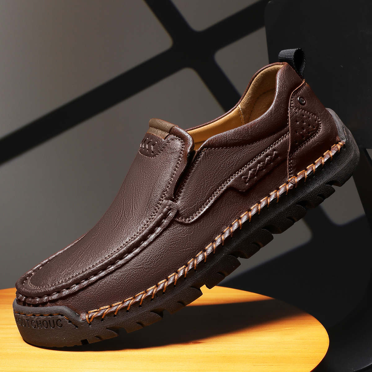 Mens Handcrafted Cowhide Orthopedic Loafers