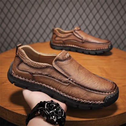 GARB Men's Handcrafted Cowhide Orthopedic Loafers-Wide Toe Box