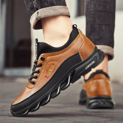 Mens Genuine Leather Orthopedic Sneakers 
