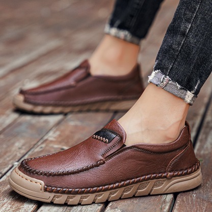 GARB Men's Handcrafted Cowhide Orthopedic Loafers-Wide Toe Box