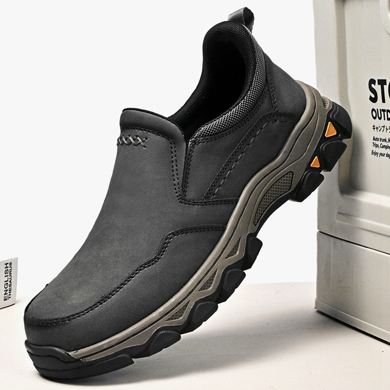 mens genuine leather orthopedic outdoor walking slip-on shooes