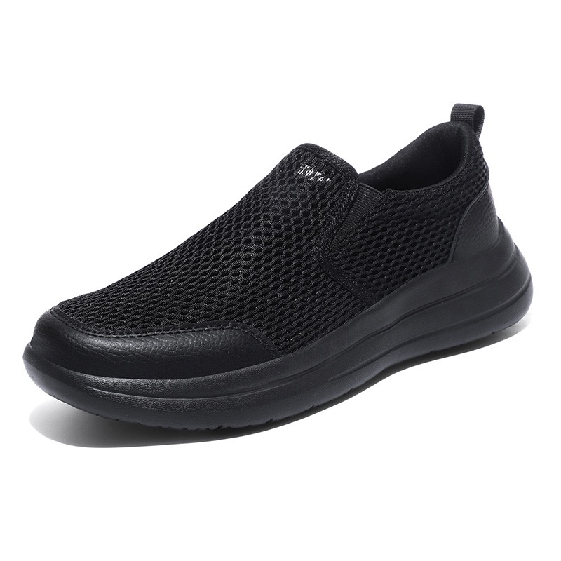 Men's Orthopedic Arch Support Leather & Mesh Slip-On Shoes - Wide Toe Box, Breathable Comfort