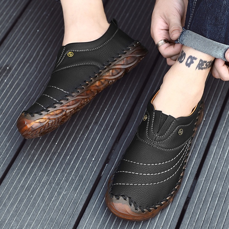 Mens Handmade Cowhide Orthopedic Loafers