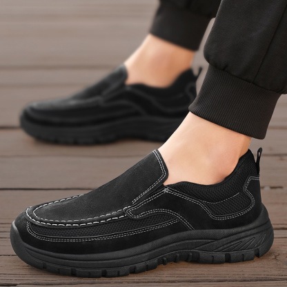 Men Leather Slip-On Shoes - Orthopedic Arch Support, Wide Toe Box, Comfortable Design