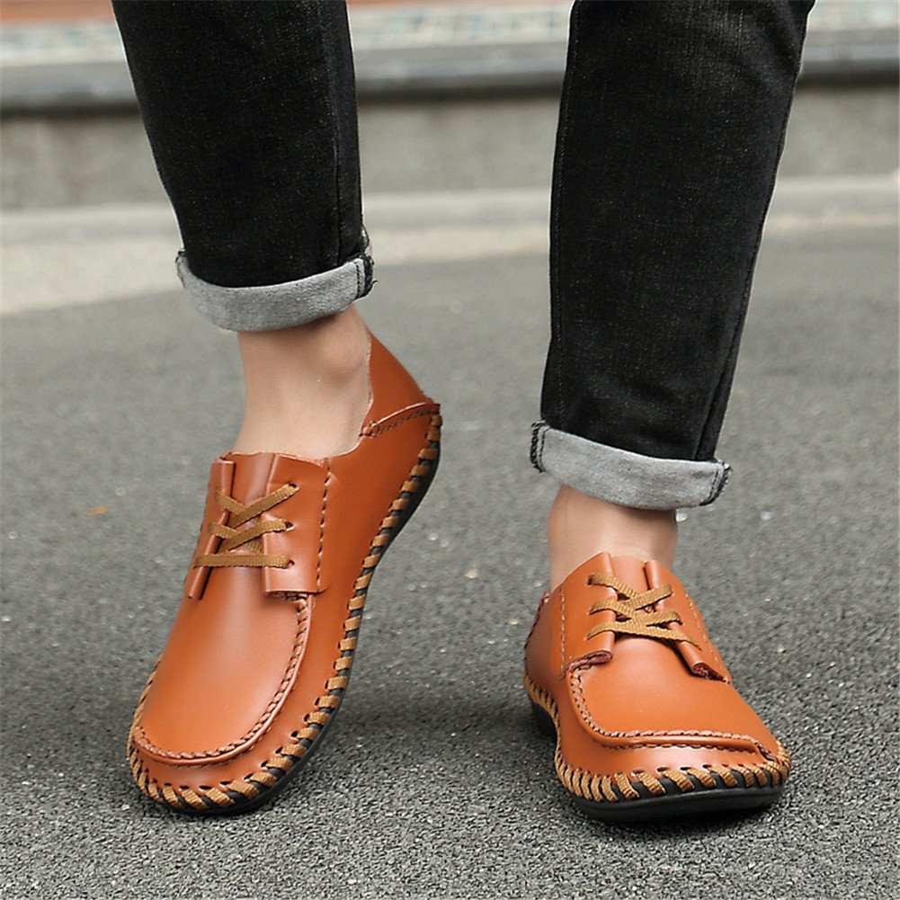 Mens Wide Feet Shoes Casual Leather Comfortable Lace-Up Sneaker